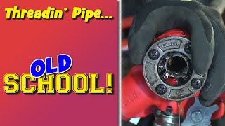 Manually Threading Steel Pipe Old School [upl. by Retsbew751]