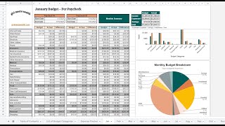 Biweekly amp Monthly Paycheck Budget Spreadsheet  Demo [upl. by Sparkie411]