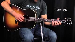 The Ultimate Acoustic String Comparison  Extra Light vs Custom Light vs Light vs Medium [upl. by Bocock454]