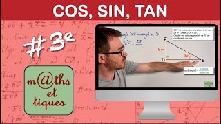 Calculer une longueur à laide de cosinus sinus ou tangente 1  Troisième [upl. by Ploss]