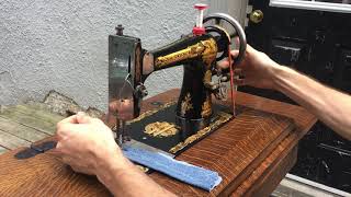 Fully Restored 1902 Singer 274 Sphinx Treadle Sewing Machine  How to thread amp sew [upl. by Ocana]