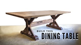 How to Build a FARMHOUSE TRESTLE TABLE  DIY Woodworking [upl. by Xirdnek219]