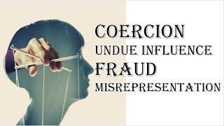 Coercion Undue Influence Fraud Misrepresentation  Indian Contract Act 1872  Law Guru [upl. by Atrebla]