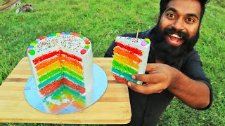 Rainbow cake Making Malayalam  അടിപൊളി റെയിൻബോ കേക്ക് ഉണ്ടാക്കിയാലോ  M4 TECH [upl. by Aindrea]