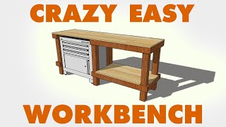 Crazy Easy Workbench Build  FREE PLANS [upl. by Ggerk]