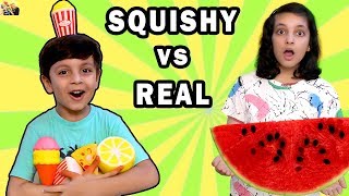 SQUISHY VS REAL FOOD CHALLENGE  Funny Eating Challenge Aayu and Pihu Show [upl. by Enaz]