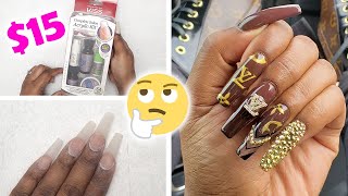 How to Do My Own Acrylic Nails at Home DIY Testing Kiss Complete Salon Kit and Drill [upl. by Gelasius]