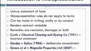 Misrepresentation Lecture 1 of 4 [upl. by Winfrid]