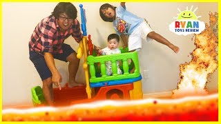 THE FLOOR IS LAVA CHALLENGE Ryan ToysReview Family Fun Kids Pretend Playtime [upl. by Kokaras240]