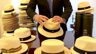 How to roll a Panama Hat  How to fold a Genuine Panama Hat  Marchesi di Montecristi [upl. by Scott800]