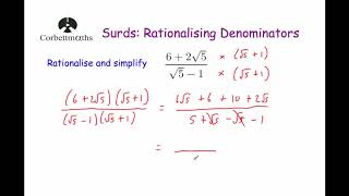 Rationalising Denominators  Corbettmaths [upl. by Hans467]