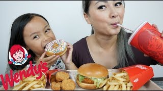 Wendys Spicy Chicken Burger Nugget Meal  Mukbang NE Lets Eat [upl. by Ahsienot]